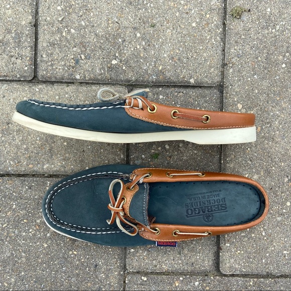 Sebago Dockside Blue Brown slide on 7 M - Picture 7 of 9